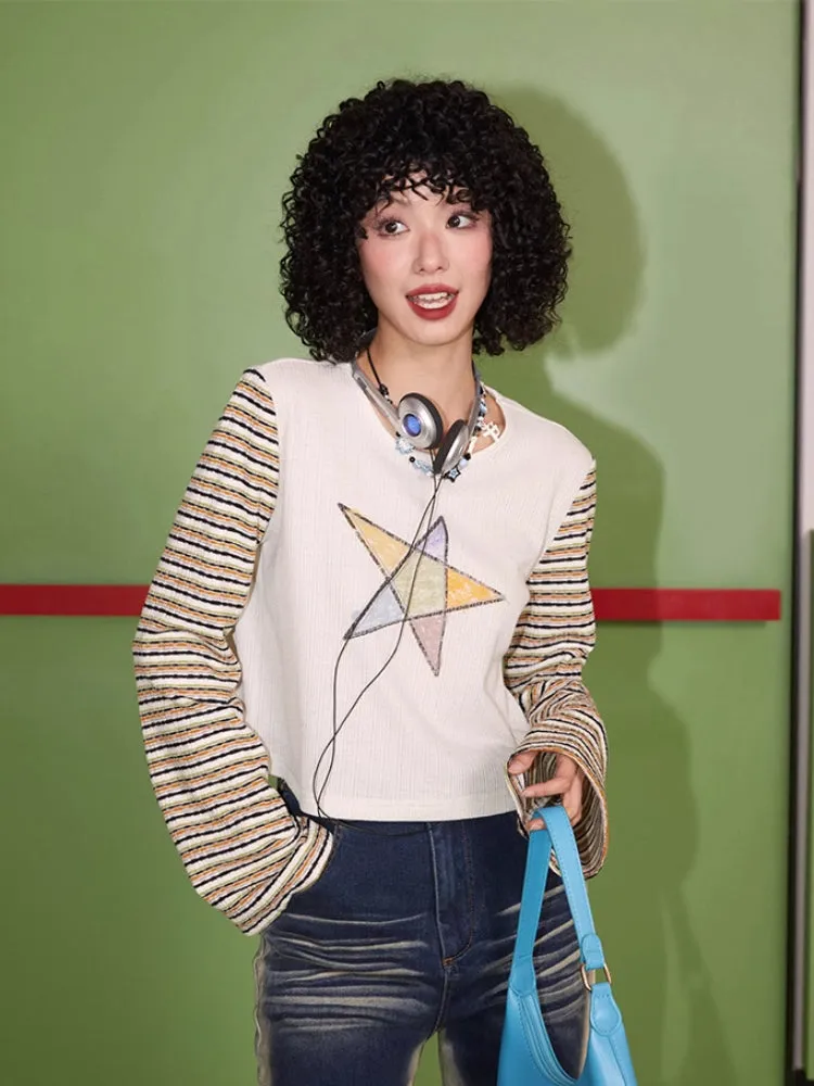Striped print long sleeve T-shirt【s0000007411】