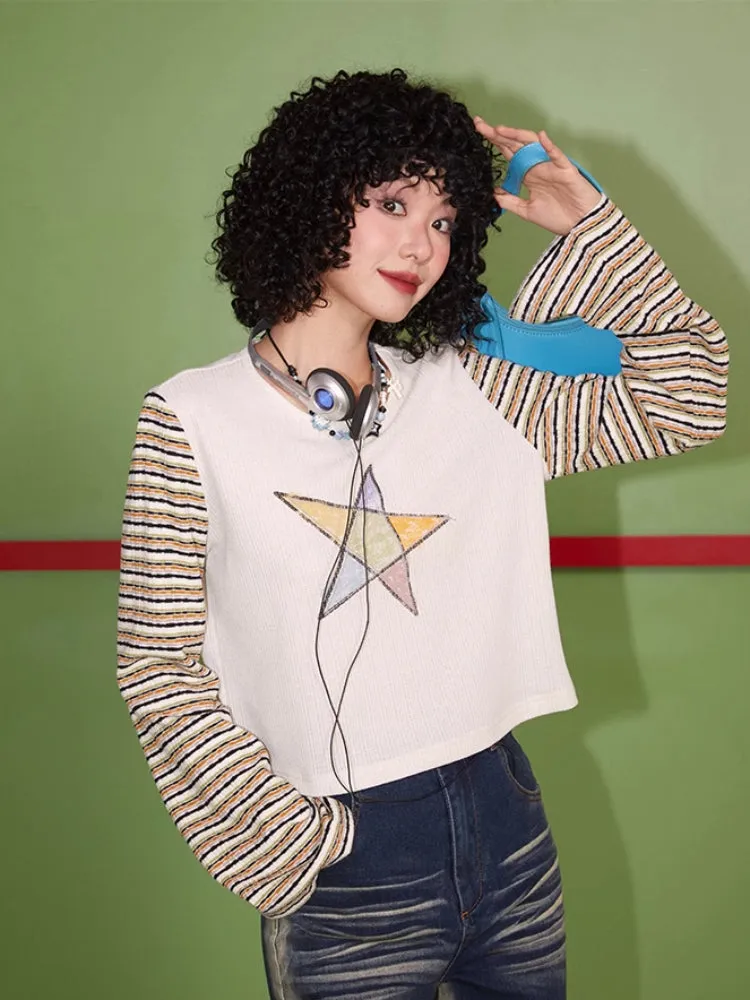 Striped print long sleeve T-shirt【s0000007411】