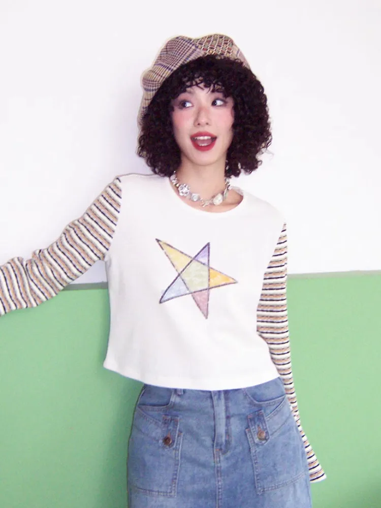 Striped print long sleeve T-shirt【s0000007411】