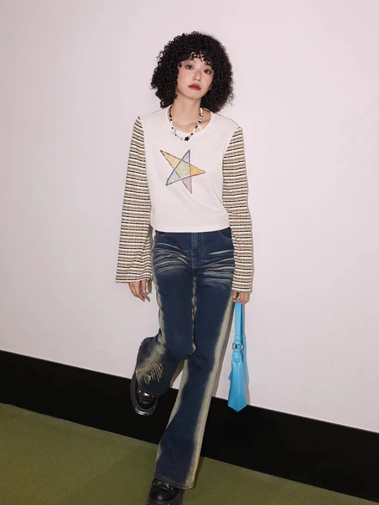 Striped print long sleeve T-shirt【s0000007411】