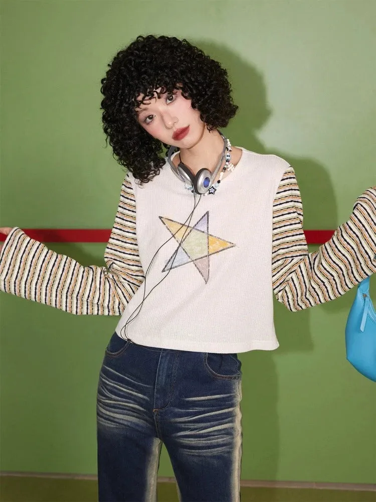 Striped print long sleeve T-shirt【s0000007411】