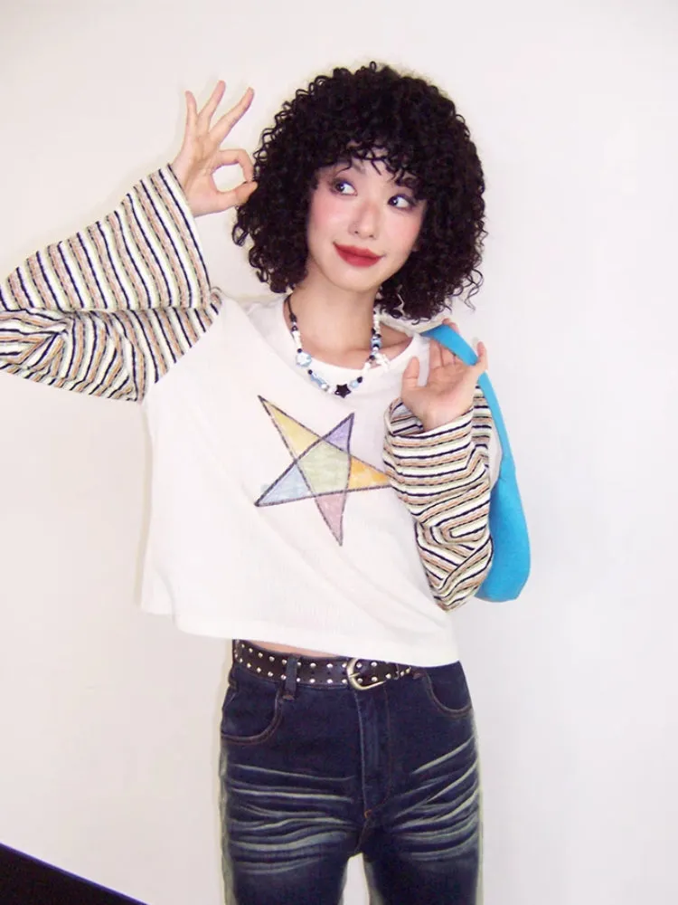 Striped print long sleeve T-shirt【s0000007411】