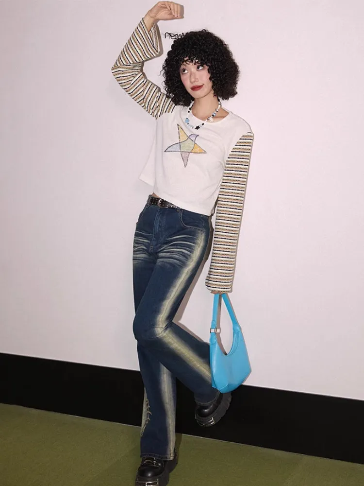 Striped print long sleeve T-shirt【s0000007411】