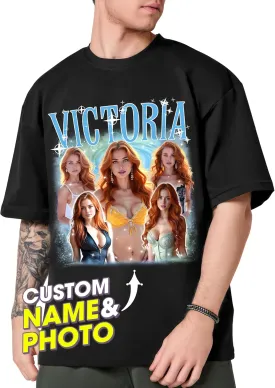 Tehg & Tuhg Custom T Shirts with Picture, Vintage Bootleg Rap Tee, Boyfriend Girlfriend, Unique Gift for Birthday Anniversary