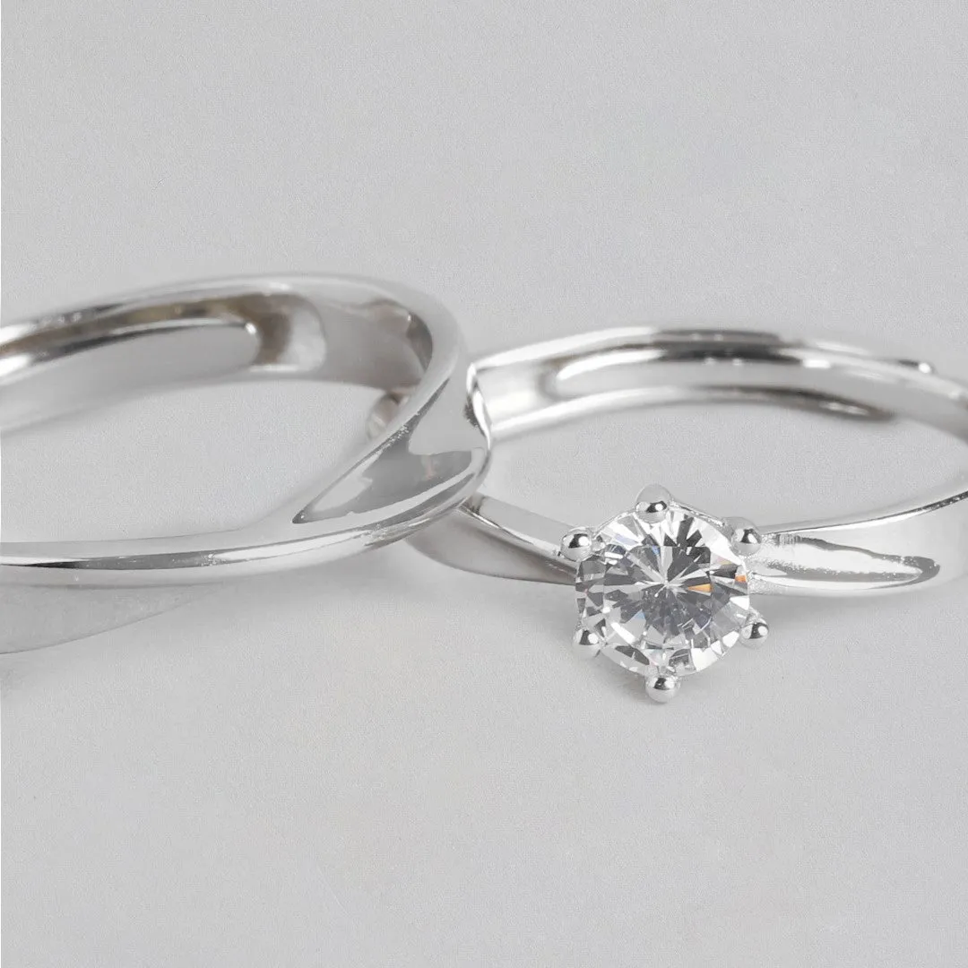 The Intertwined Couple Silver 925 Silver Ring (Adjustable)