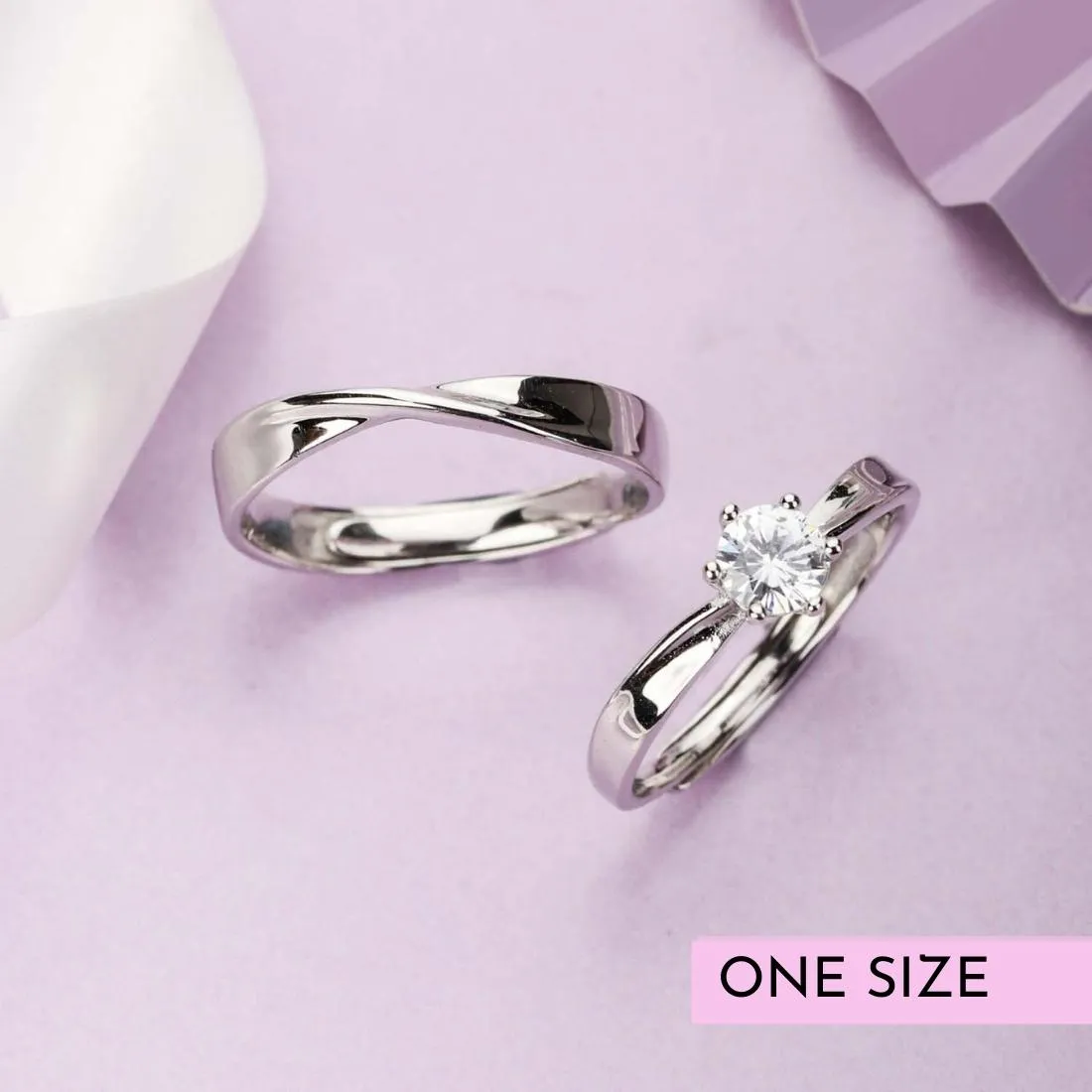 The Intertwined Couple Silver 925 Silver Ring (Adjustable)