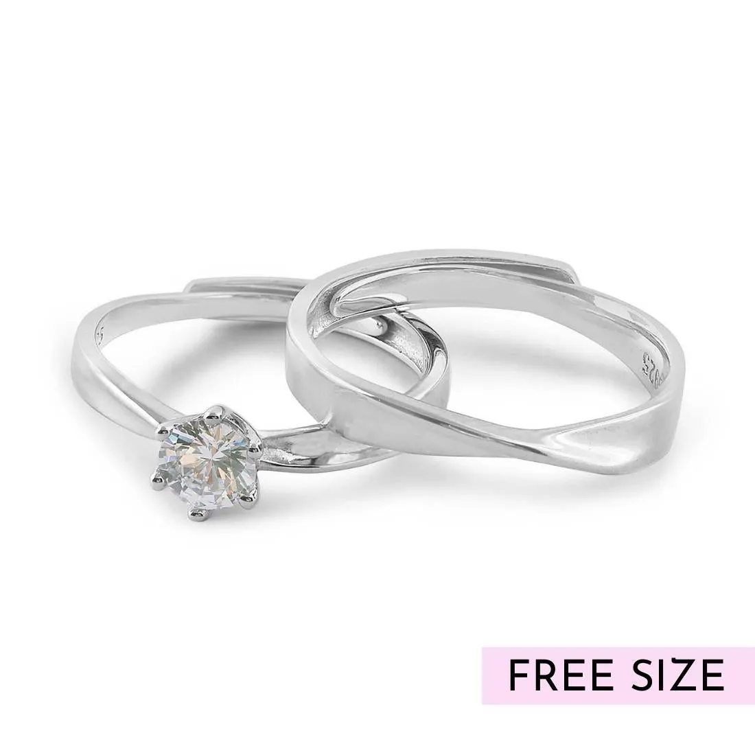 The Intertwined Couple Silver 925 Silver Ring (Adjustable)