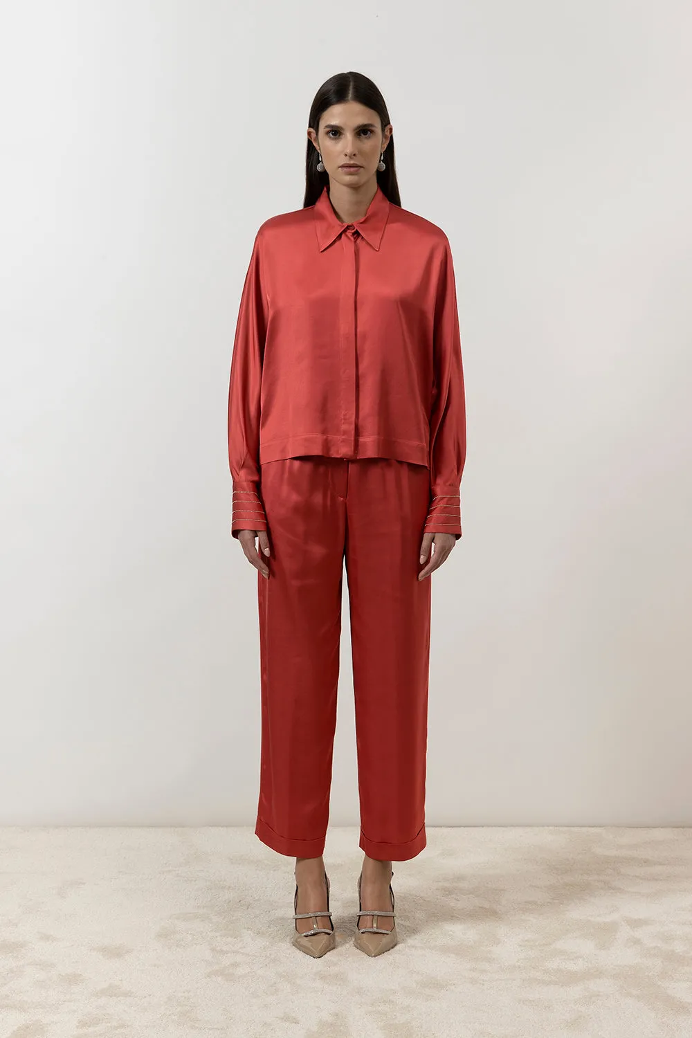 Viscose satin trousers