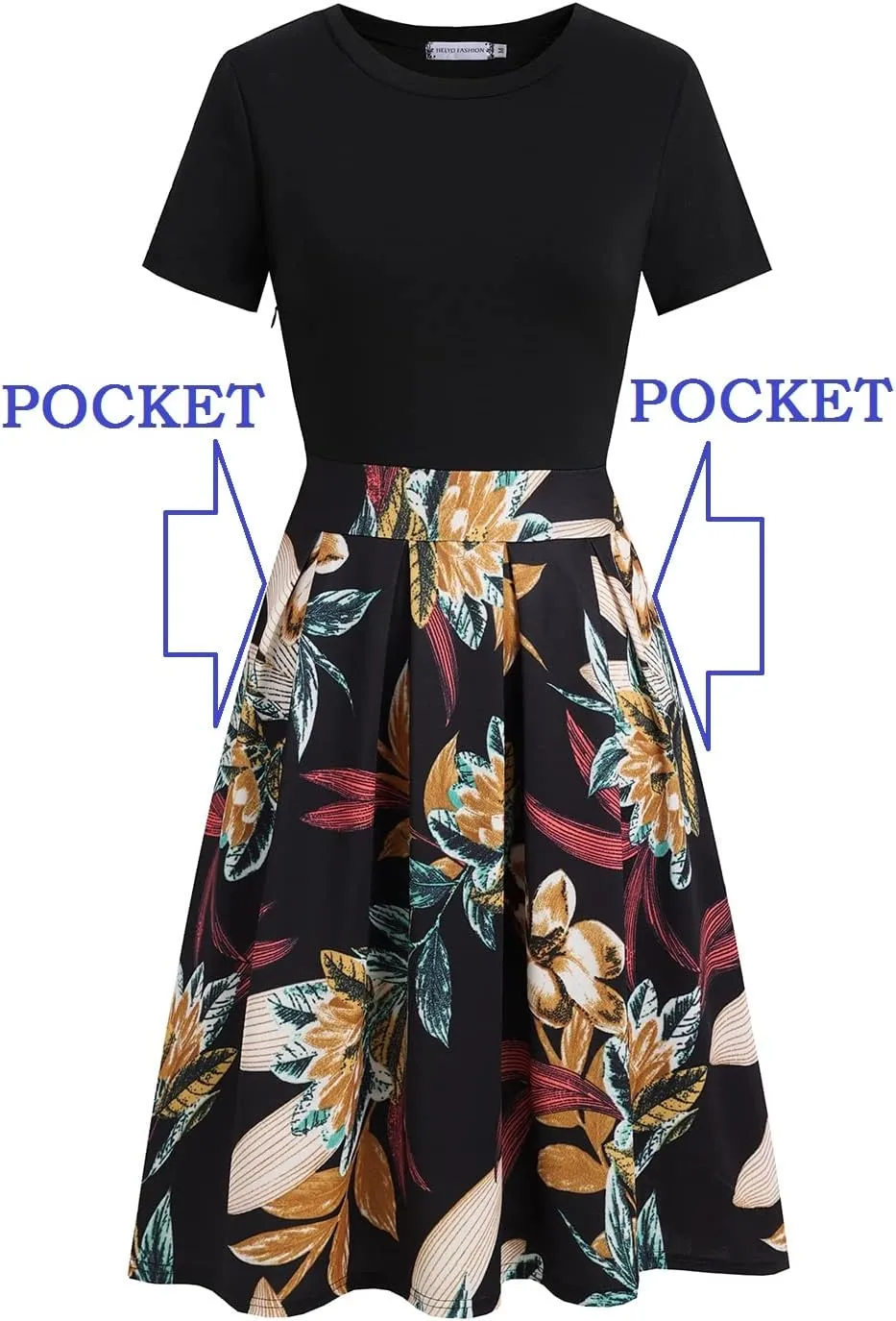 Women's Elegant Vintage Summer Casual Dresses 2025 Floral Print Work Party A-Line Dress with Pockets 262