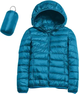 Women's Packable Down Jacket Lightweight Puffer Jackets Hooded 2023 Winter Coat Casual Windproof Outerwear Storage Bag